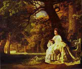 在树木繁茂的公园里阅读的女士 Lady Reading in a Wooded Park (1768 – 1770)，乔治·斯塔布斯