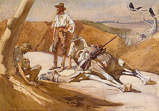 伯克和威尔斯在前往绝望山的路上 Burke and Wills on the Way to Mount Hopeless (1907)，乔治华盛顿兰伯特