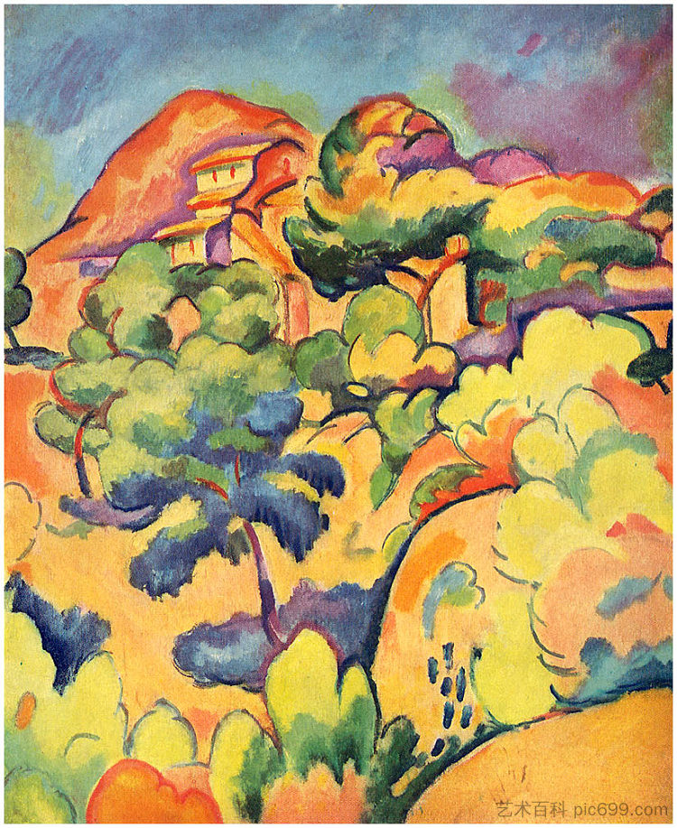 拉西奥塔特景观 Landscape at La Ciotat (1907; France  )，乔治·布拉克