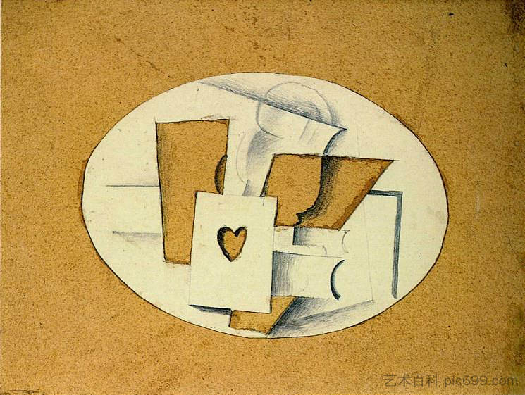 静物与红心王牌 Still Life with Ace of Hearts (1914; France  )，乔治·布拉克