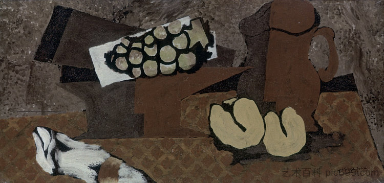 静物与棕色水壶 Still life with brown jug (c.1918; France  )，乔治·布拉克