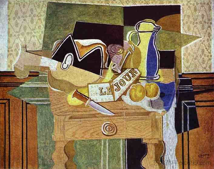 静物与“Le Jour” Still Life with "Le Jour" (1929; France  )，乔治·布拉克