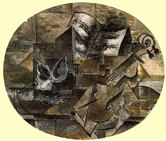 小提琴和乐谱 Violin and Musical Score (c.1910; France                     )，乔治·布拉克