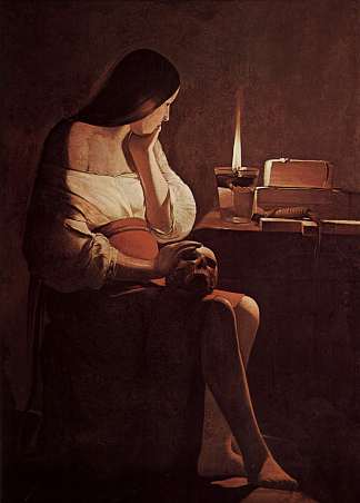 抹大拉的马利亚与油灯 Mary Magdalene with Oil Lamp (1630 – 1635)，乔治·德·拉·图尔