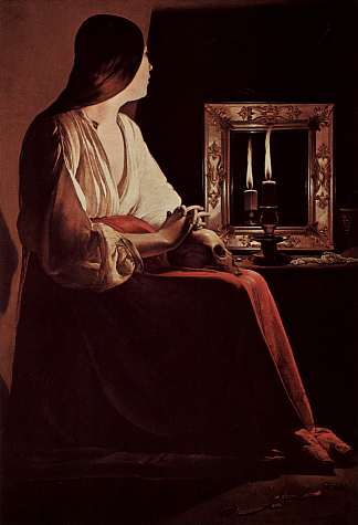 悔改抹大拉，也称为抹大拉和两个火焰 Repenting Magdalene, also called Magdalene and Two Flames (c.1638 – 1643)，乔治·德·拉·图尔