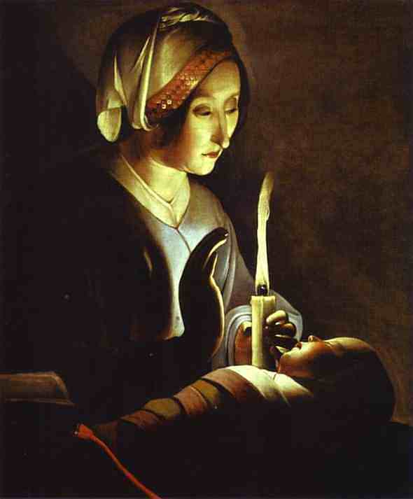 新生儿，也被称为圣安妮和亚麻布圣母 The Newborn, also called  St. Anne and the Virgin in Linen，乔治·德·拉·图尔