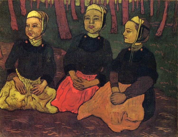 森林里的三个布列塔尼女人 Three Breton Women in the Forest (1894 - 1895)，乔治·拉孔布