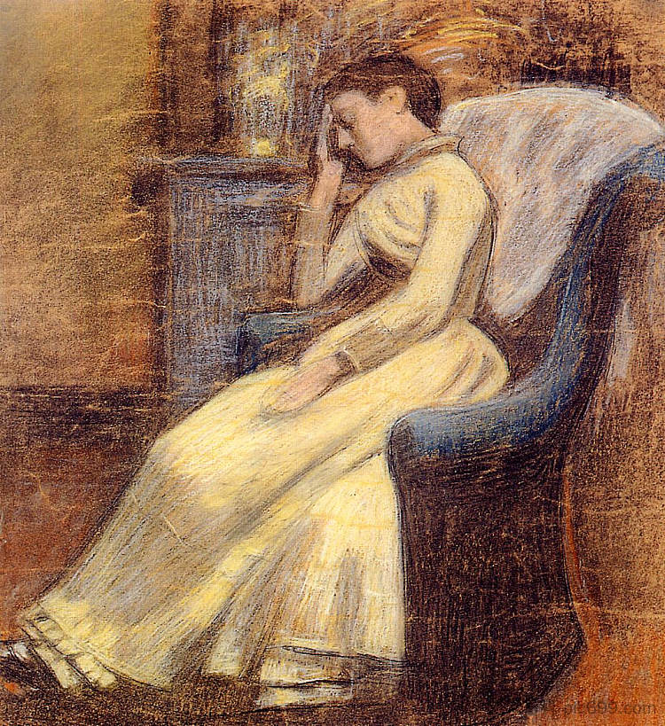 朱莉·莱门睡在扶手椅上 Julie Lemmen Sleeping in an Armchair，乔治·莱门