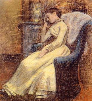 朱莉·莱门睡在扶手椅上 Julie Lemmen Sleeping in an Armchair，乔治·莱门