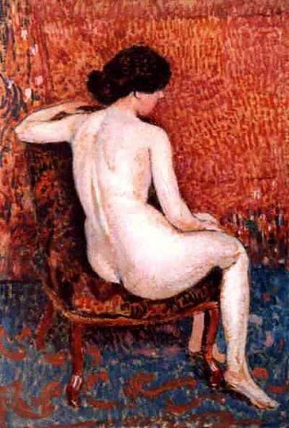 裸体坐在椅子上 Sitting Nude on Chair (c.1910)，乔治·莱门