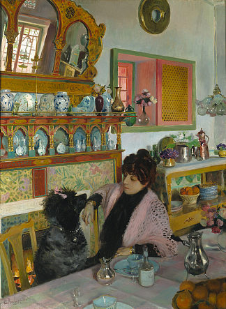 玛丽·罗什格罗斯在餐厅 Marie Rochegrosse Dans La Salle À Manger (1904)，乔治·罗什格罗斯