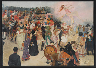 化装舞会下落香榭丽舍大街 Mascarade descendant les Champs-Élysées (1884)，乔治·罗什格罗斯