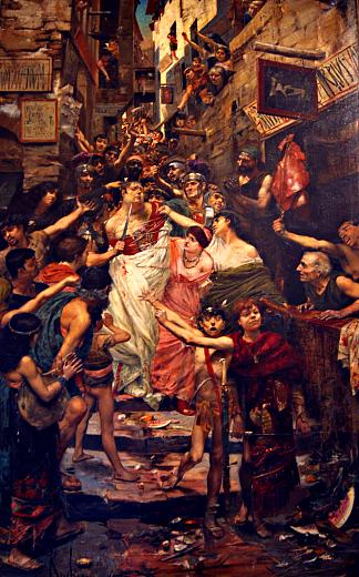 维特里乌斯被民众拖过罗马的街道 Vitellius Dragged Through The Streets Of Rome By The Populace (1883)，乔治·罗什格罗斯