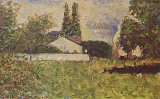 树林间的房子 A house between trees (1883; France                     )，乔治·修拉