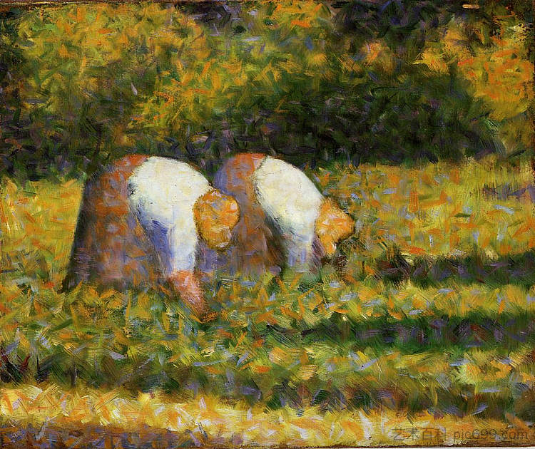 农场妇女在工作 Farm Women at Work (1882 - 1883; France ),乔治·修拉