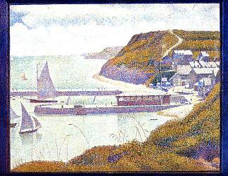 涨潮时的贝辛港港口 Harbour at Port-en-Bessin at High Tide (1888; France                     )，乔治·修拉