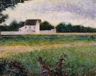 法兰西岛的风景 Landscape in the Ile-de-France (1881 – 1882; France                     )，乔治·修拉