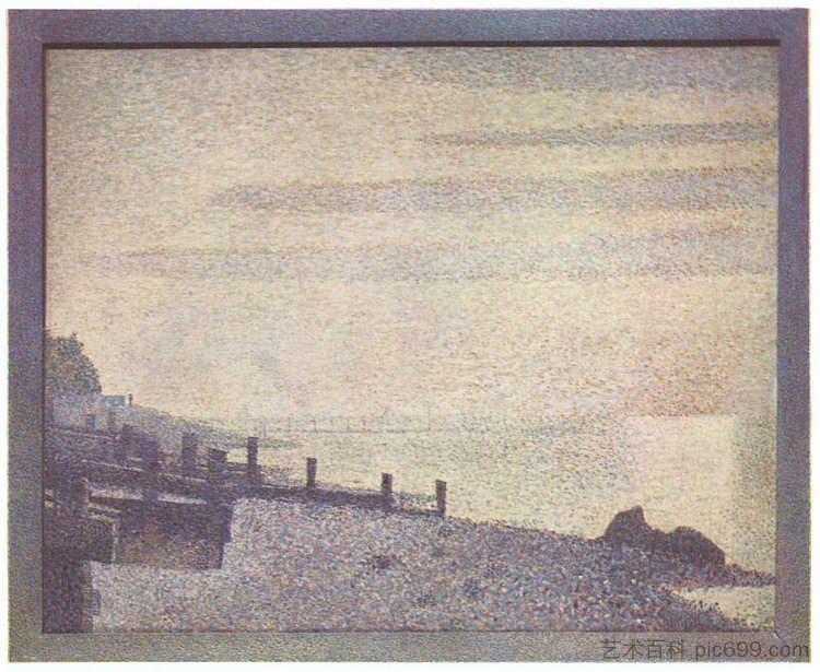 翁弗勒尔的塞纳河口，傍晚 Mouth of the Seine at Honfleur, evening (1886; France  )，乔治·修拉