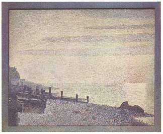 翁弗勒尔的塞纳河口，傍晚 Mouth of the Seine at Honfleur, evening (1886; France                     )，乔治·修拉