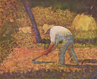 拿锄头的农民 Peasant with Hoe (1882; France                     )，乔治·修拉