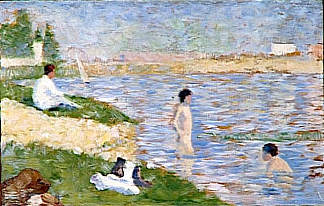 为“阿涅尔斯的沐浴者”学习 Study for “Bathers at Asnieres” (1883; France                     )，乔治·修拉