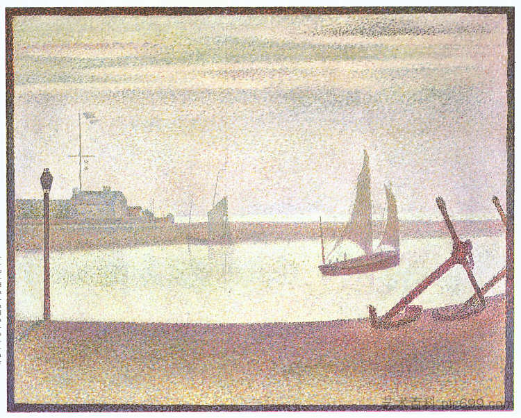 格雷夫林的海峡，晚上 The Channel at Gravelines, Evening (1890; France  )，乔治·修拉