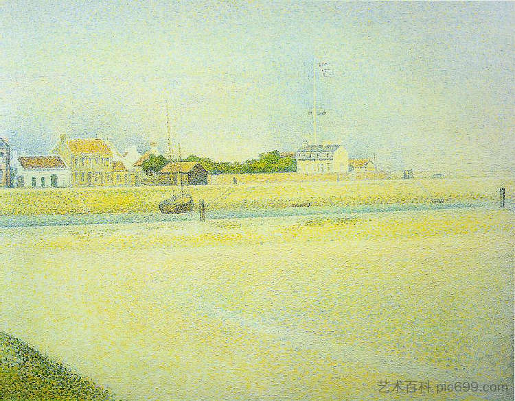 格拉夫林海峡，大菲利普堡 The Channel at Gravelines, Grand Fort-Philippe (1888; France  )，乔治·修拉