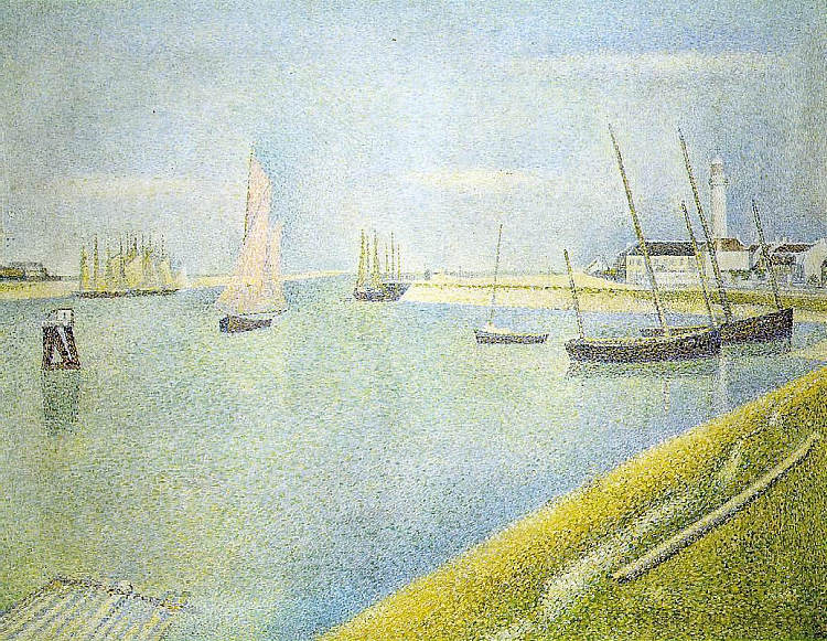 格拉夫林的海峡，在大海的方向 The Channel at Gravelines, in the Direction of the Sea (1890; France  )，乔治·修拉