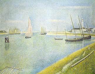 格拉夫林的海峡，在大海的方向 The Channel at Gravelines, in the Direction of the Sea (1890; France                     )，乔治·修拉