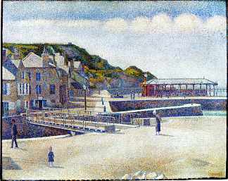 贝辛港的海港和码头 The Harbour and the Quays at Port-en-Bessin (1888; France                     )，乔治·修拉