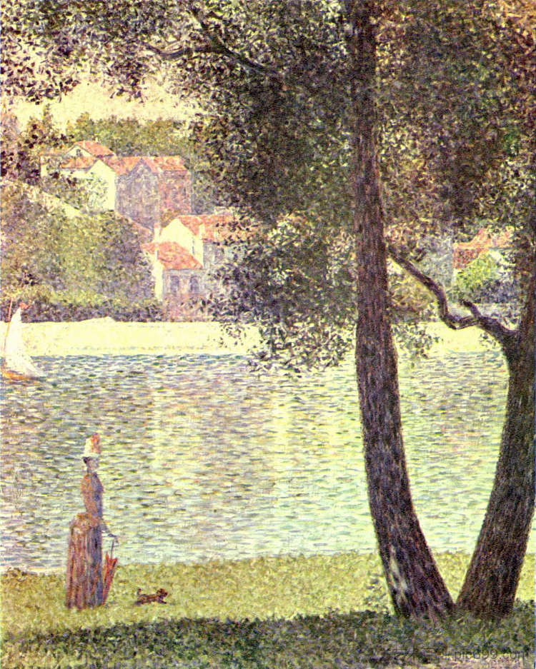 库尔贝瓦的塞纳河 The Seine at Courbevoie (1885; France  )，乔治·修拉