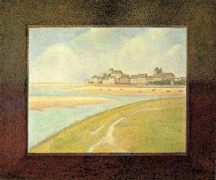 从上游看勒克罗托伊 View of Le Crotoy, from Upstream (1889; France  )，乔治·修拉
