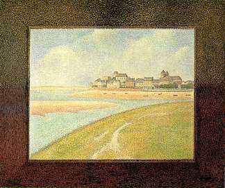 从上游看勒克罗托伊 View of Le Crotoy, from Upstream (1889; France                     )，乔治·修拉