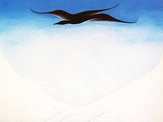 白雪皑皑的红山的黑鸟 A Black Bird With Snow Covered Red Hills (1946)，乔治亚·奥基夫