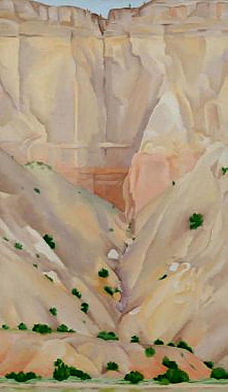 阿比基乌以外的悬崖，干涸的瀑布 Cliffs Beyond Abiquiu, Dry Waterfall (1943)，乔治亚·奥基夫