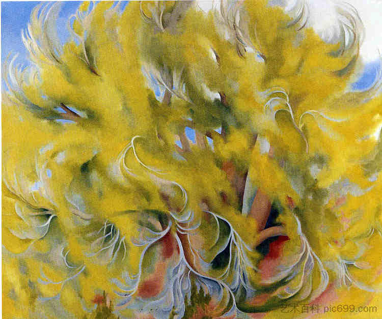 春天的白杨树 Cottonwood Tree in Spring (1943)，乔治亚·奥基夫