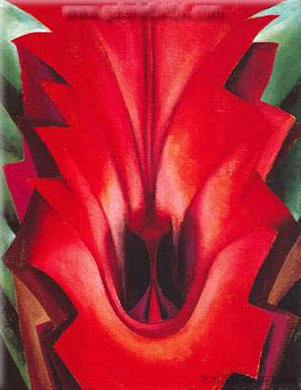 红色美人蕉内部 Inside Red Canna (1919)，乔治亚·奥基夫