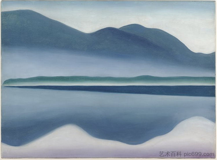 乔治湖（原倒影海景） Lake George (formerly Reflection Seascape) (1922)，乔治亚·奥基夫