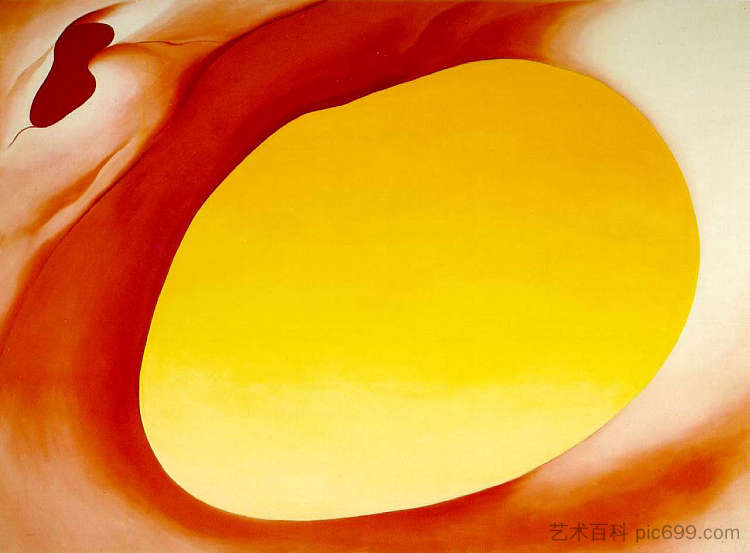 骨盆系列 - 红色配黄色 Pelvis Series - Red with Yellow (1945)，乔治亚·奥基夫