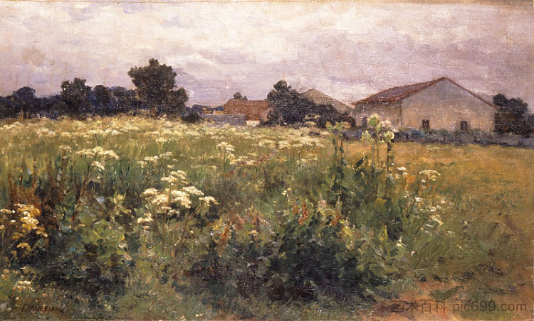 草地 Grassy Field (c.1890)，乔治奥斯雅各布布德