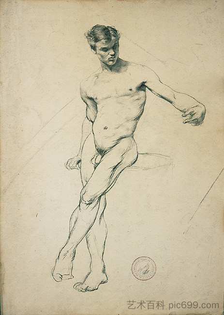 裸体青年研究 Study of a nude youth，乔治奥斯雅各布布德