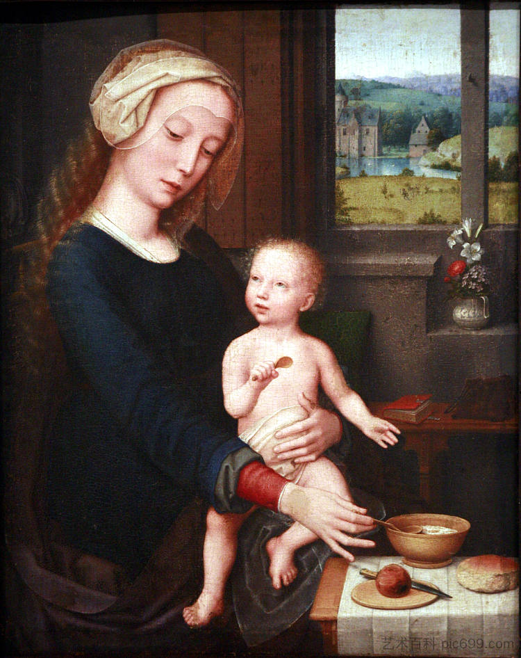 麦当娜配牛奶汤 Madonna with the Milk Soup (c.1510 - c.1520)，杰勒德·大卫