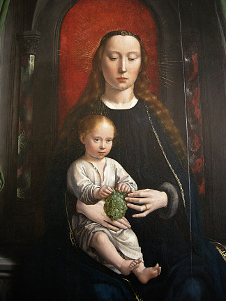 切尔瓦拉的息肉：中央面板麦当娜和孩子登基 Polyptych of Cervara: center panel Madonna and Child Enthroned (1506)，杰勒德·大卫