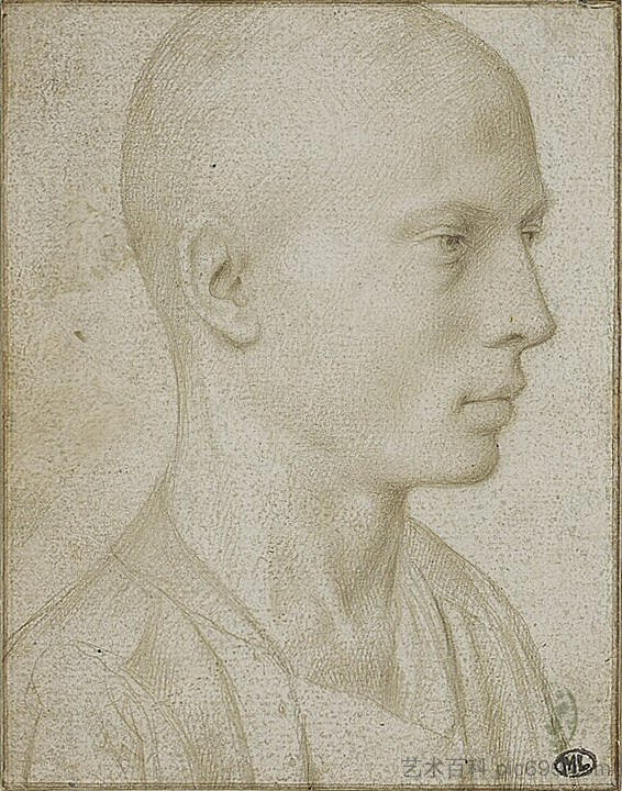 剃光头小男孩半身像的研究 Study of a Bust of Young Boy with Shaved Head，杰勒德·大卫