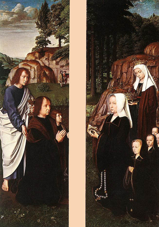 让·德·特伦佩斯的三联画（侧板 - 捐赠者） Triptych of Jean Des Trompes (side panels - donors) (1505)，杰勒德·大卫