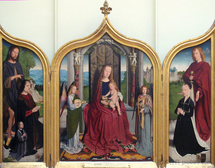 塞达诺家族的三联画 Triptych of the Sedano Family (c.1495 - c.1498)，杰勒德·大卫