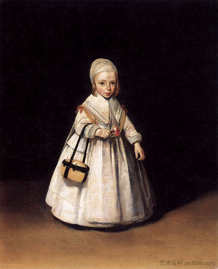 海伦娜·范德沙尔克小时候 Helena van der Schalcke as a Child (c.1648)，杰拉德·特·博尔奇