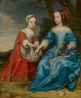 奥兰治王子威廉三世和奥兰治公主玛丽小时候的肖像 Portret Van Willem III, Prins Van Oranje, En Maria, Prinses Van Oranje, Als Kinderen (1653)，杰拉德·范·洪托斯特