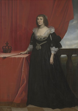 波希米亚女王伊丽莎白·斯图亚特的肖像 Portrait of Elizabeth Stuart, Queen of Bohemia (c.1630)，杰拉德·范·洪托斯特