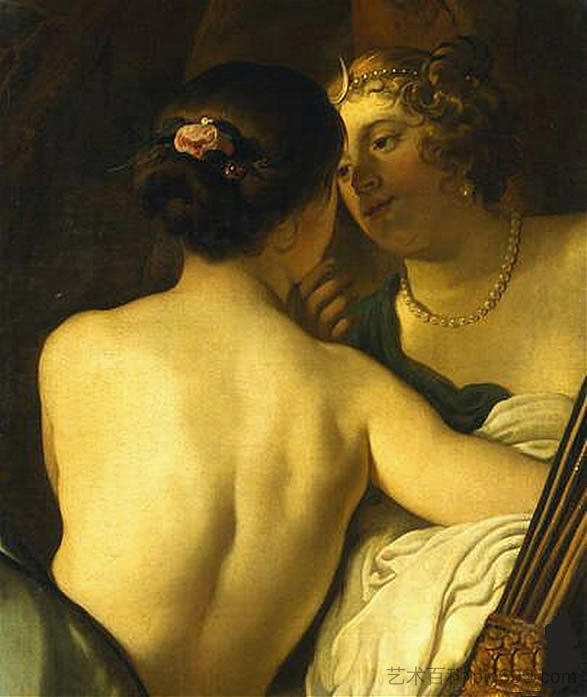 戴安娜勾引木卫四的伪装的木星 Jupiter in the Guise of Diana Seducing Callisto,杰拉德·范·洪托斯特